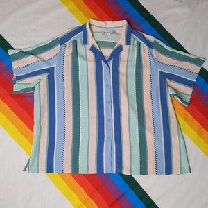 80s Striped Pastel Button-up by Tan Jay